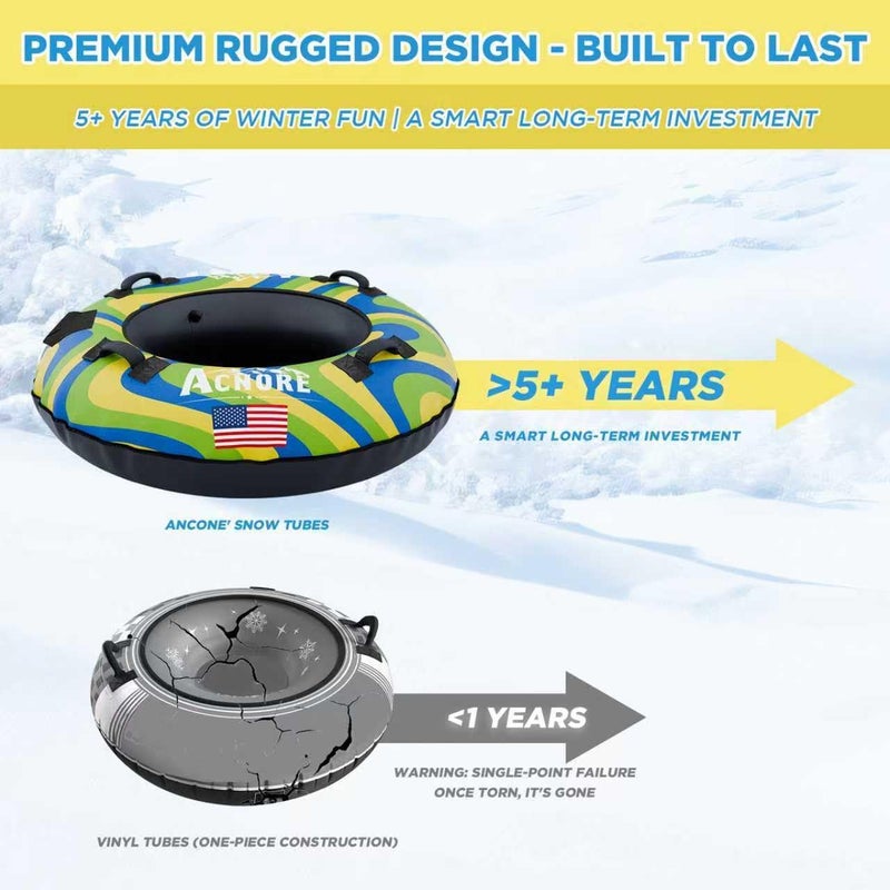 ACNORE Snow Tubes for Sledding Heavy Duty,42" Inflatable Snow Tube with 4 Handles,Snow Sled for Kids & Adults,Heavy Duty Snow Tube for Kids - Image 4